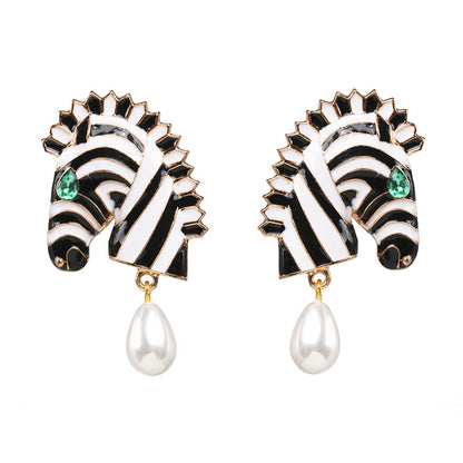 Exaggerated stripe oil drop earrings