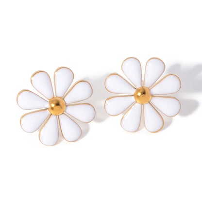 Summer 18K Gold Stainless Steel Flower Earrings