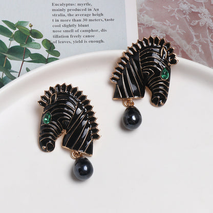 Exaggerated stripe oil drop earrings