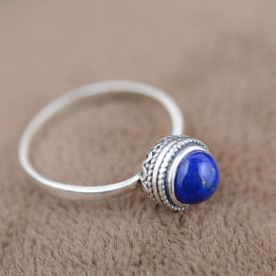 S925 silver lapis lazuli silver ring