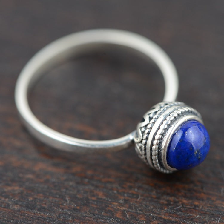 S925 silver lapis lazuli silver ring