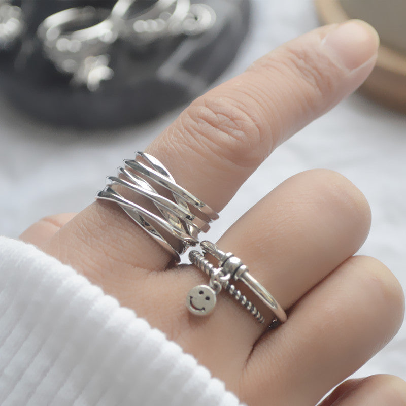 s925 Silver Multilayer Winding Irregular Ring