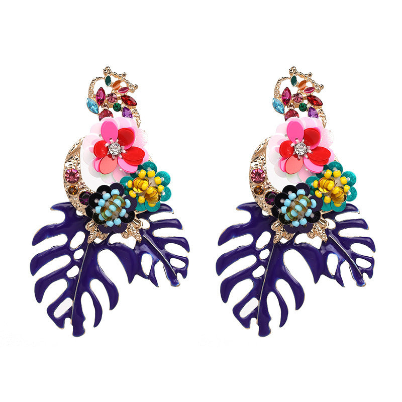 Fashion Alloy Leaf and Flower Drop Earrings