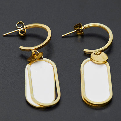 18k gold plated long Titanium Steel Earrings