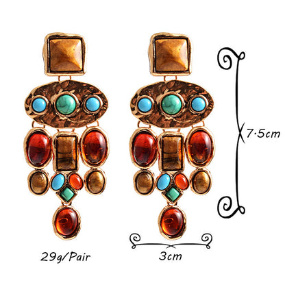 European And American Style Fashion Resin Round Pendant Color Earrings