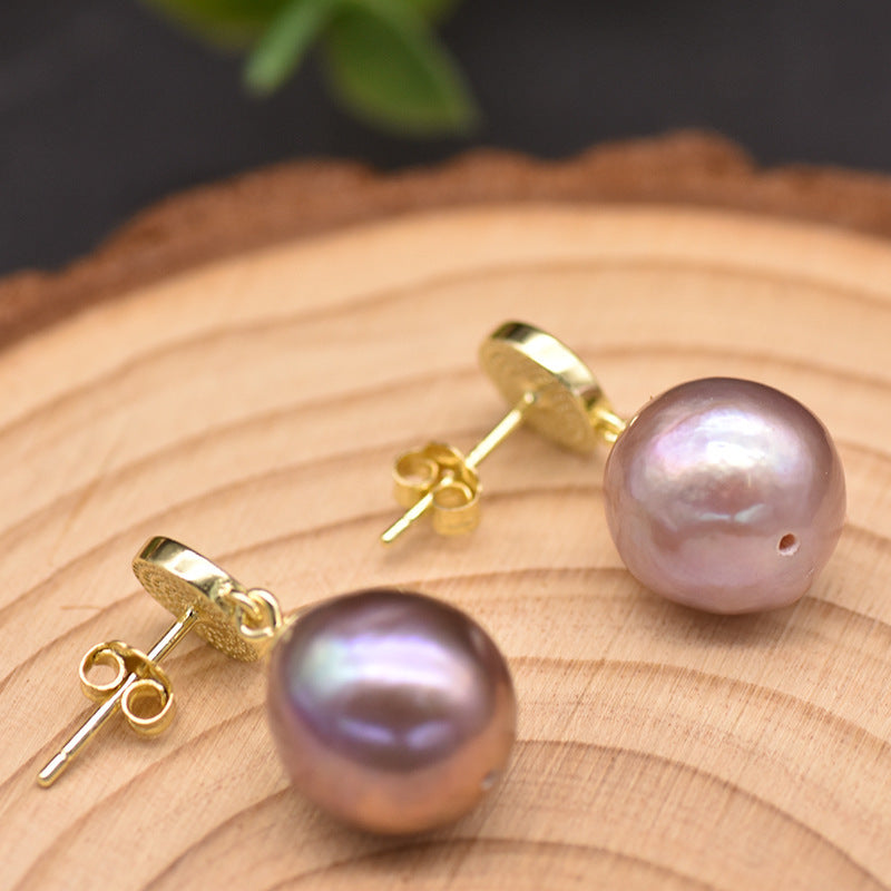 Natural Purple Edison Baroque Pearl Earrings