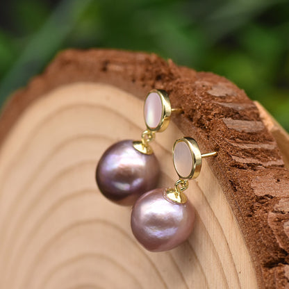 Natural Purple Edison Baroque Pearl Earrings