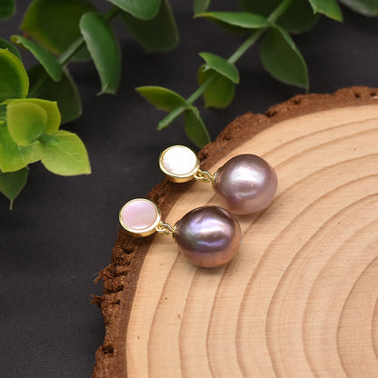 Natural Purple Edison Baroque Pearl Earrings