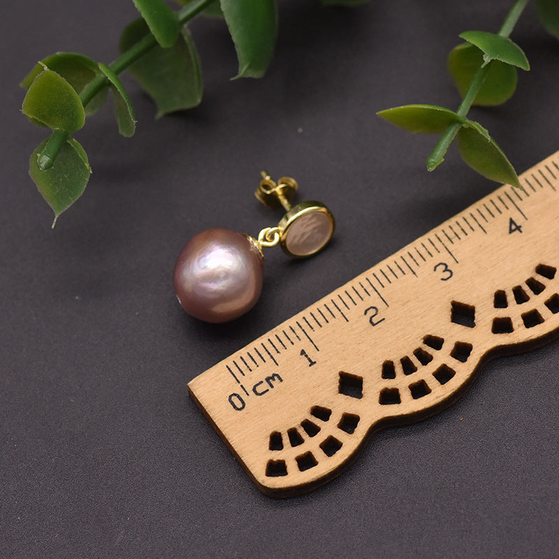 Natural Purple Edison Baroque Pearl Earrings