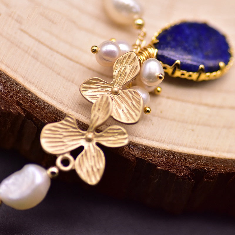 Baroque Freshwater Pearl & Lapis Lazuli Bracelet