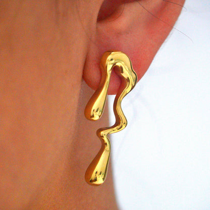 Earrings Geometric Stainless Steel 14K Gold Ear-ring Clip Fashion Personality