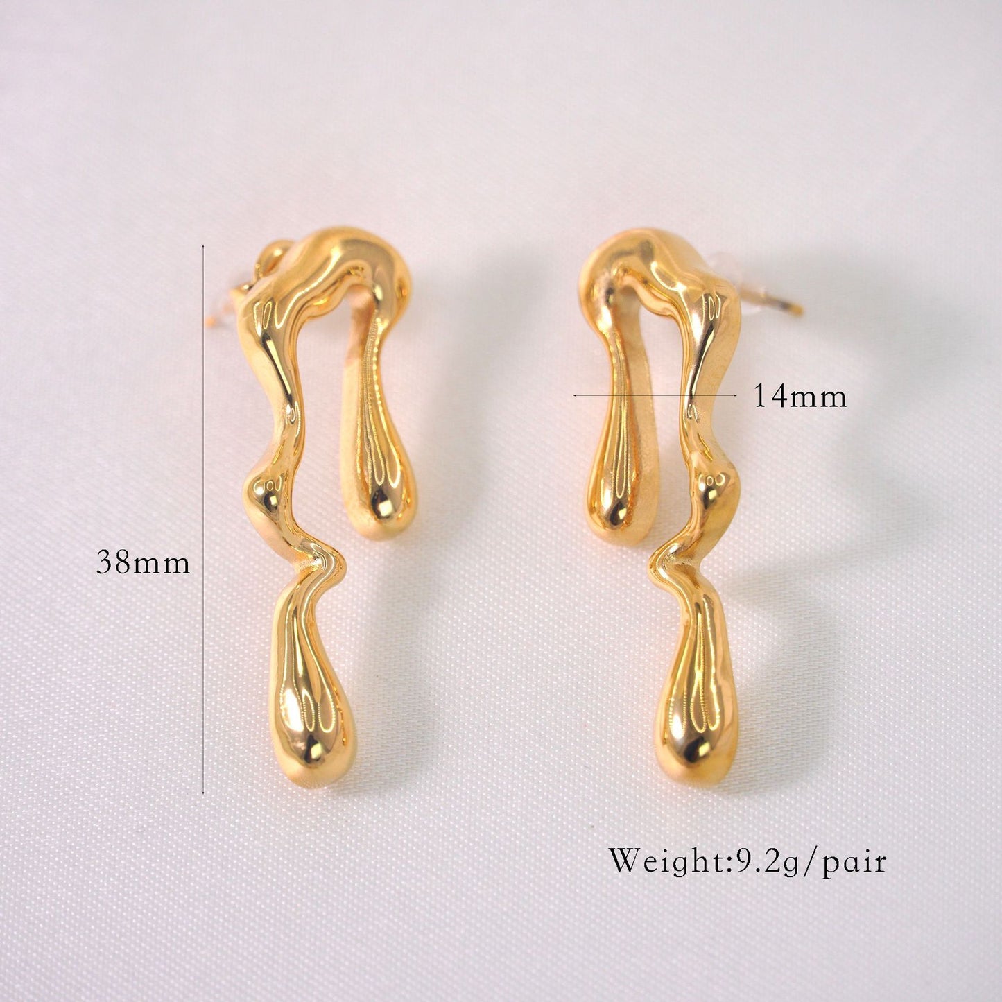 Earrings Geometric Stainless Steel 14K Gold Ear-ring Clip Fashion Personality