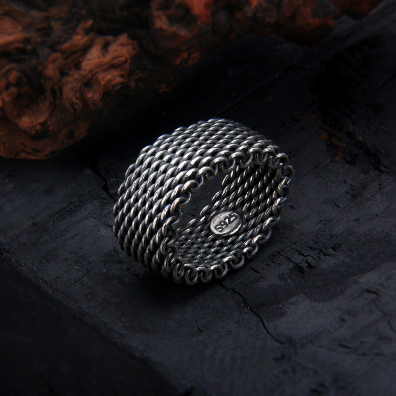 Bague turque tissée à la main en argent sterling S925