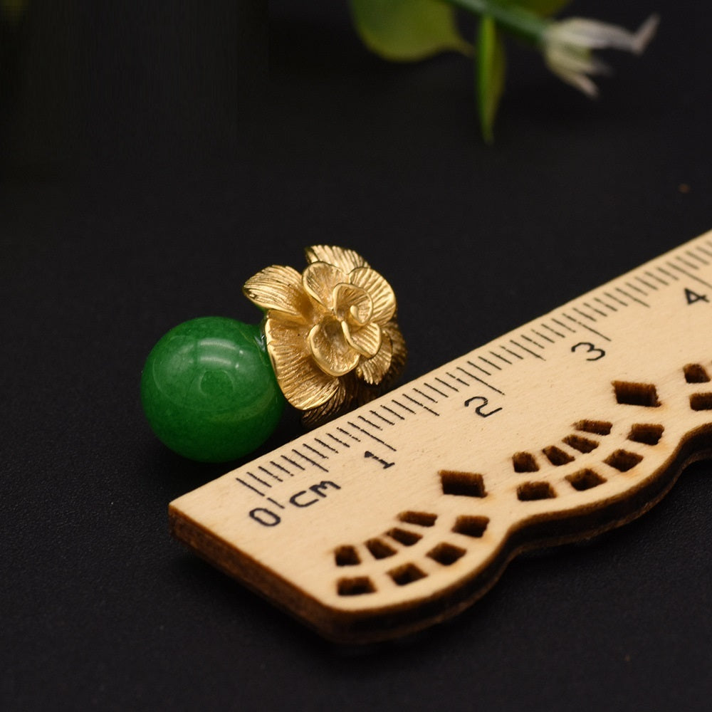 14k gold plated copper Jade Retro Earrings