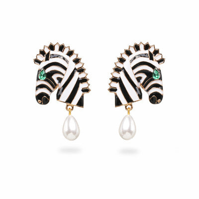 Exaggerated stripe oil drop earrings