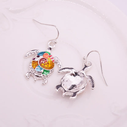 Cute colorful turtle earrings bright dripping oil delicate earrings