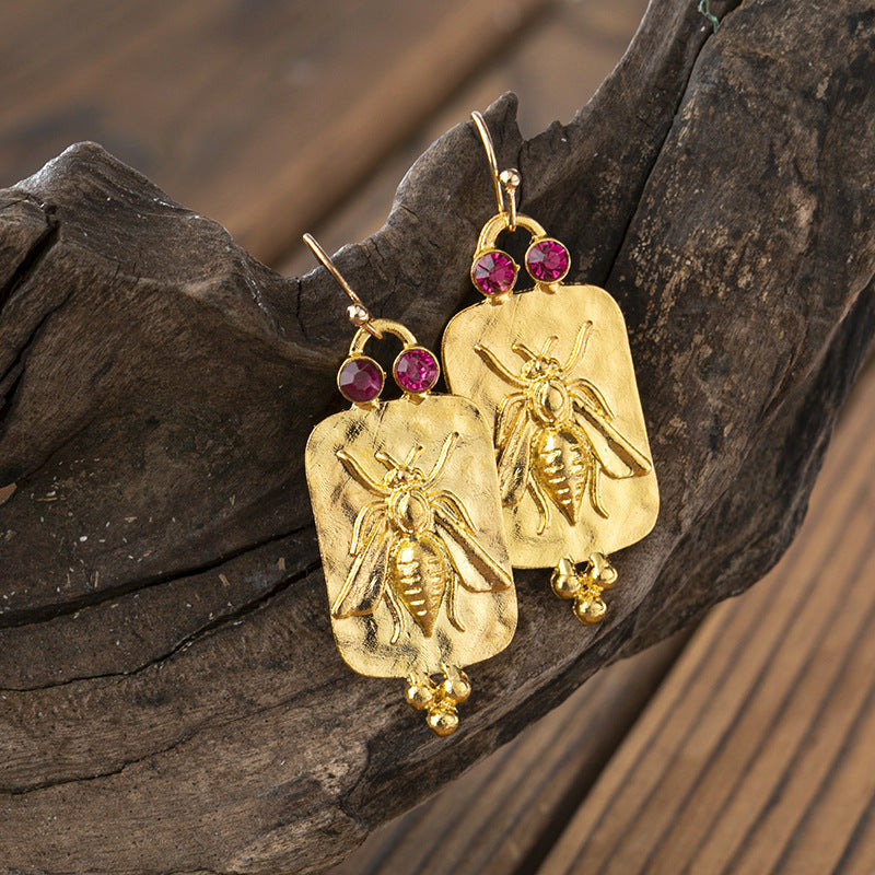 Retro Alloy Insect Bee Jewel Earrings