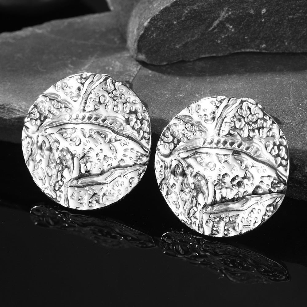 18K Gold Stainless Steel Plated Round Earrings