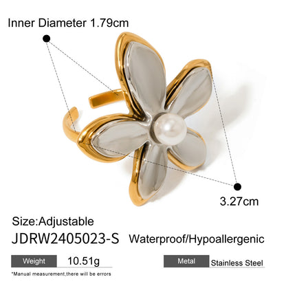 18K Gold Stainless Steel Flowers Ring