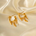 Boucles d'oreilles liquides en acier inoxydable or 18 carats