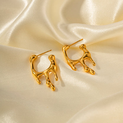 Popular 18K Gold Stainless Steel Liquid Ear Earrings