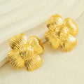18k Gold Stainless Steel Clover Flower Earrings