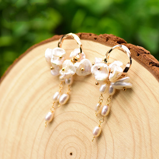 Boucles d'oreilles à tige en perles baroques naturelles