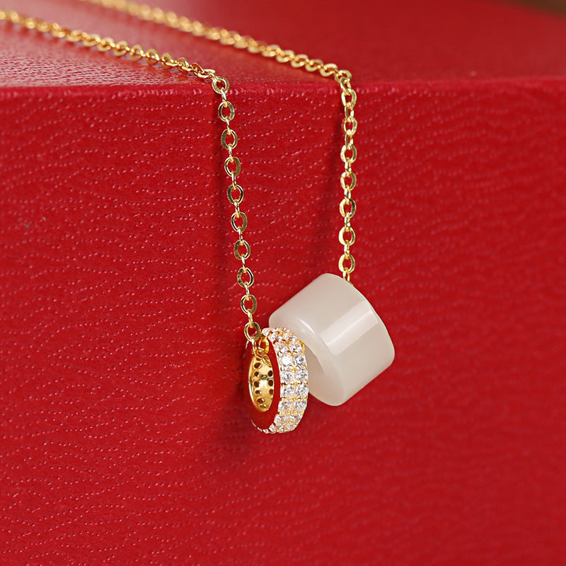 18K Gold Vermeil S925 Natural Hetian Jade Necklace