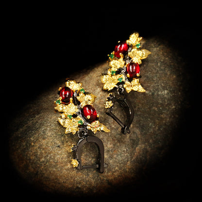 Boucles D'oreilles Vintage En Diamant Et Pierres Précieuses En Cristal