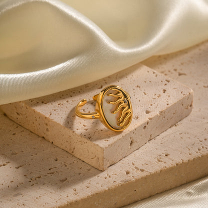 18K Gold Stainless Steel White Zircon Ring