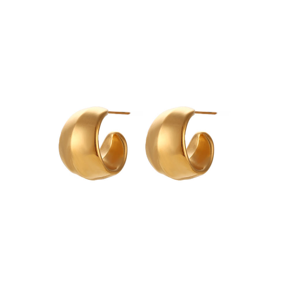 Boucles d'oreilles creuses découpées en acier inoxydable plaqué 18 carats 