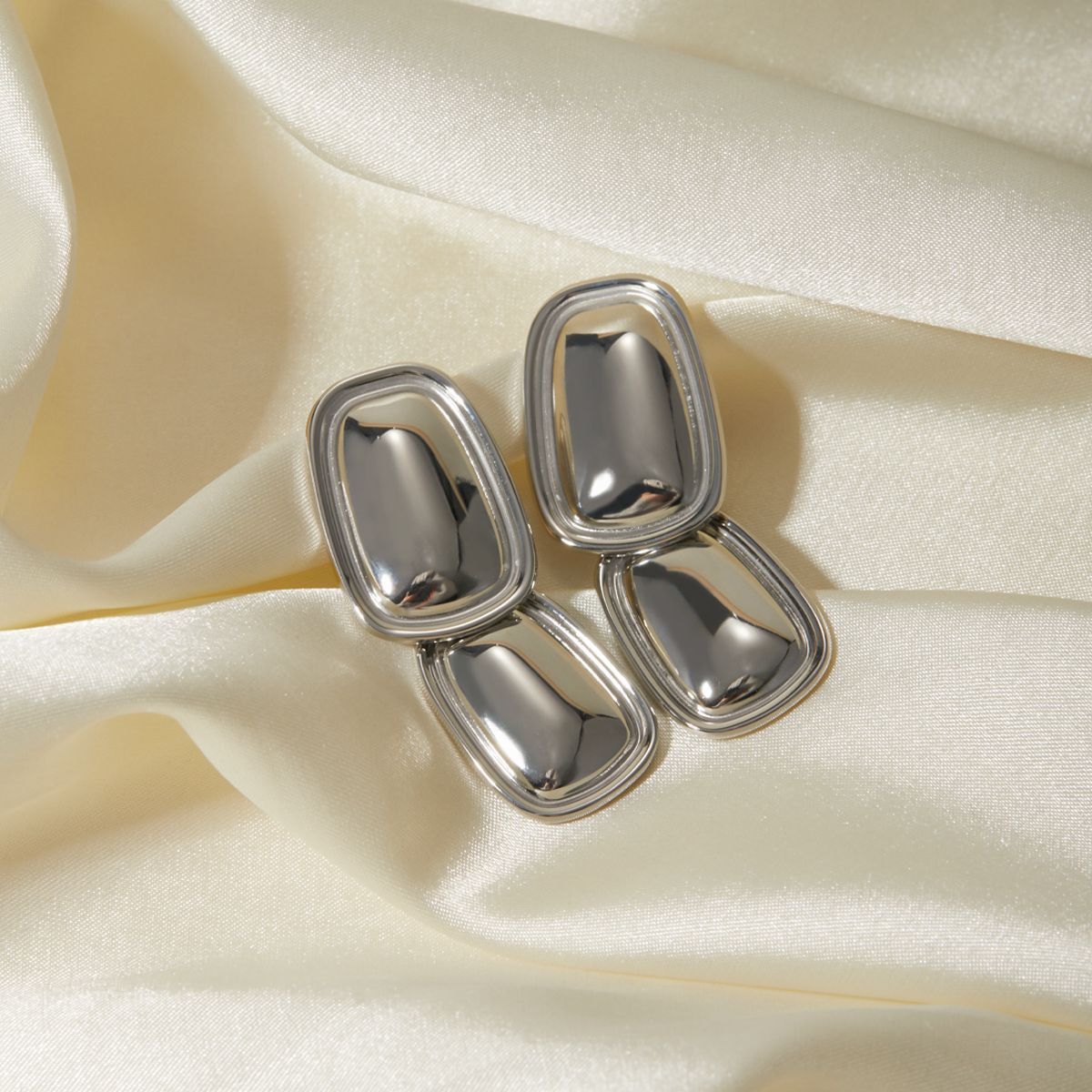 Rectangular Pendant Titanium Steel Earrings