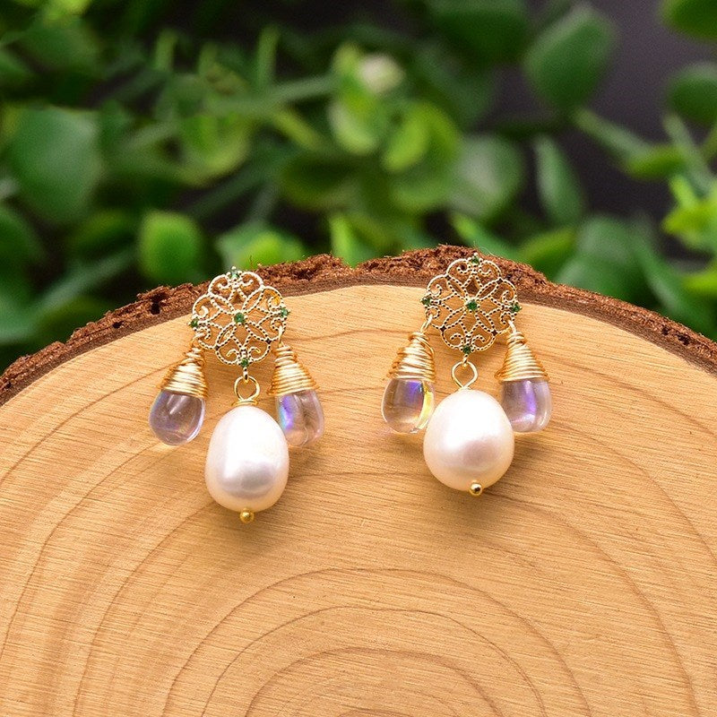 Boucles d'oreilles originales en perles baroques naturelles Edison