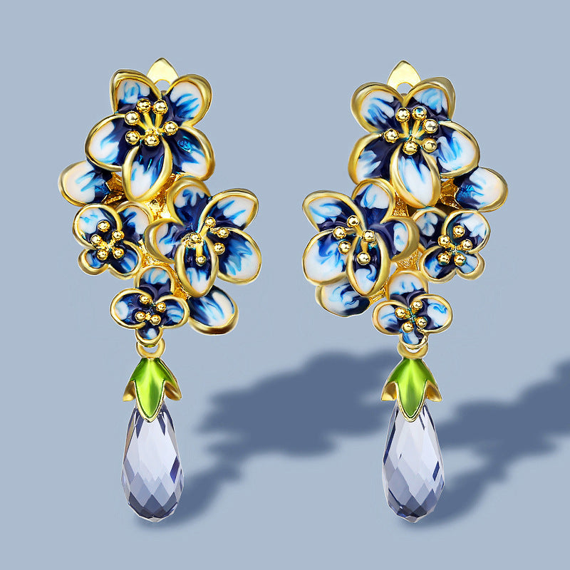 Boucles d'oreilles fleur en émail