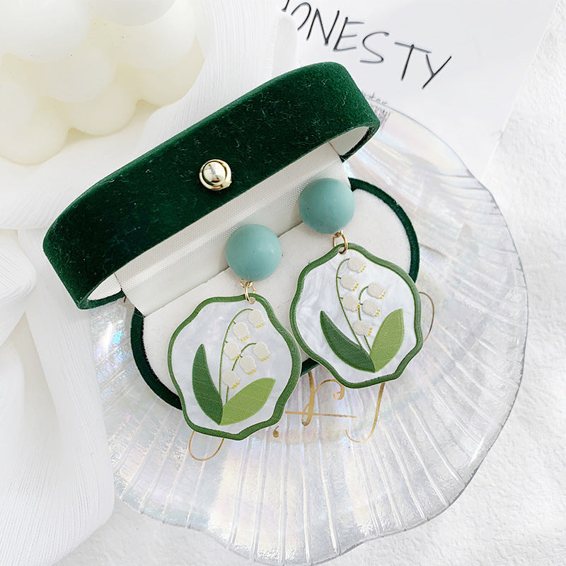 Boucles d'oreilles lys peintes à l'huile de style Mori