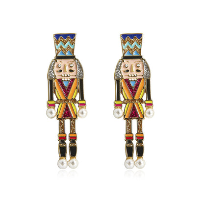 Oil drop Enamel Nutcracker earrings