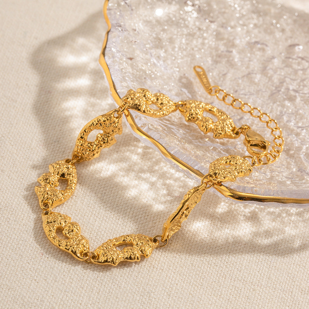 Bracelet texturé vintage en acier inoxydable