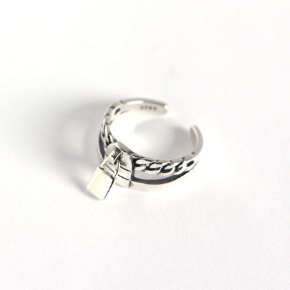 S925 Sterling Silver Double Lock Ring