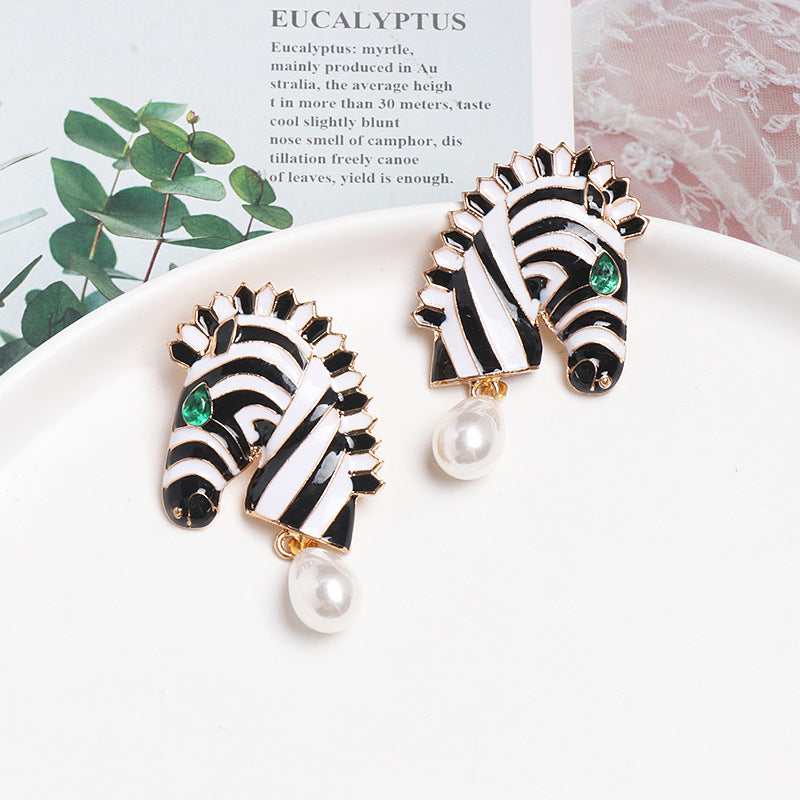 Exaggerated stripe oil drop earrings