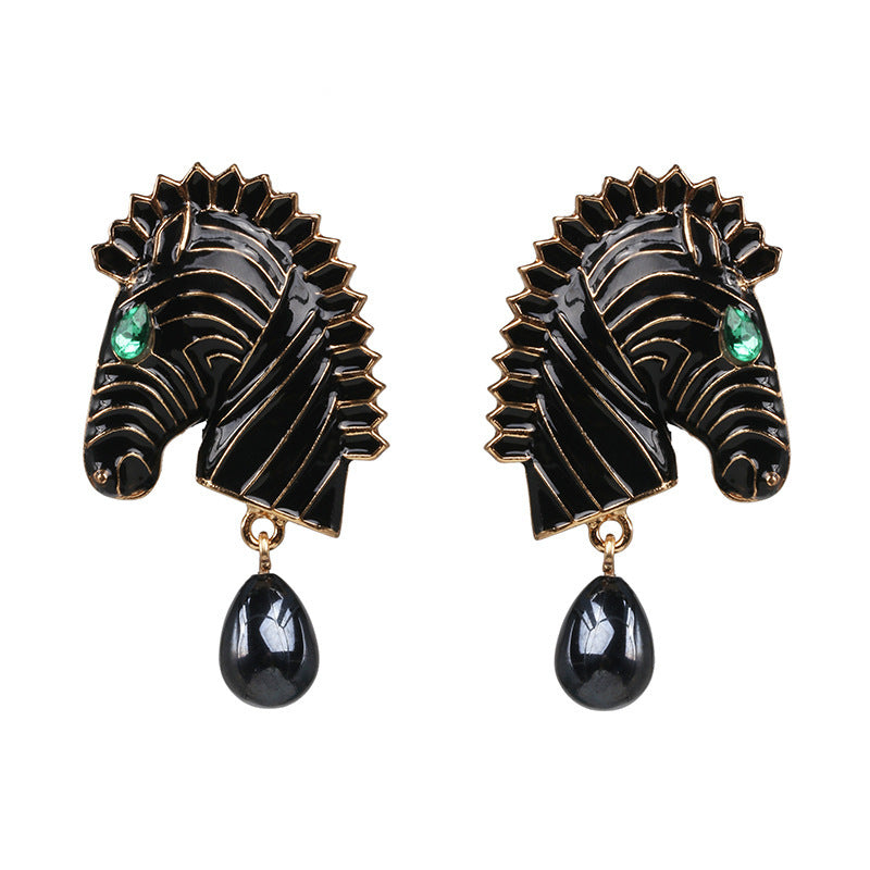 Exaggerated stripe oil drop earrings