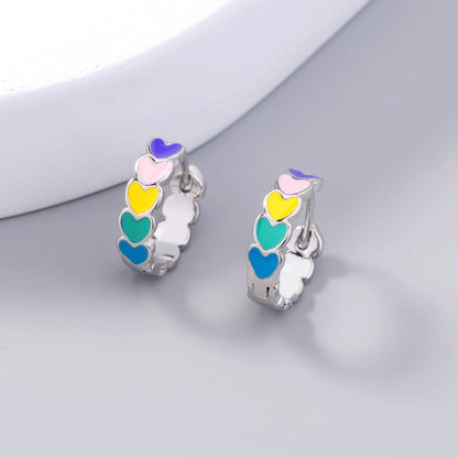 Fashion Color Love Ear Buckle Enamel Porcelain Drop Oil Heart-shaped Earrings