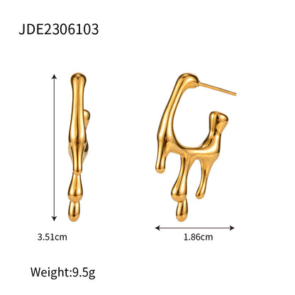 Popular 18K Gold Stainless Steel Liquid Ear Earrings