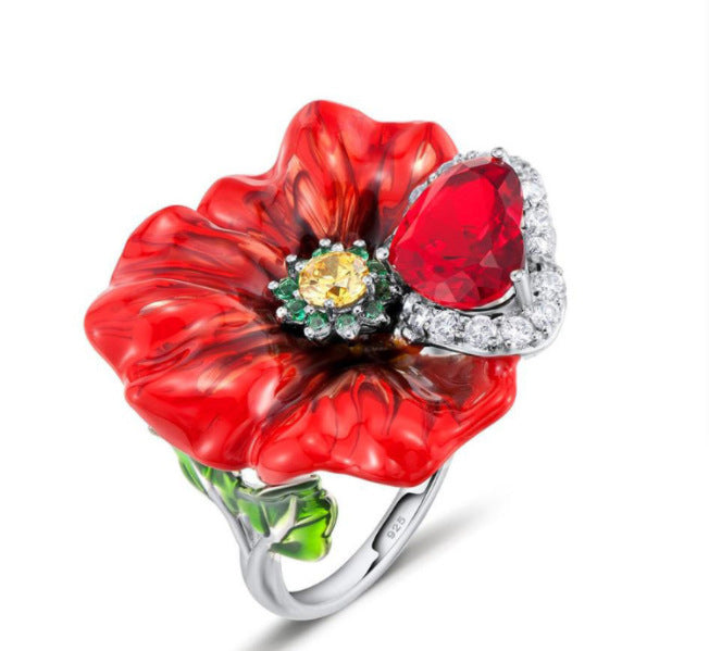 Rose European And American Ring Ladies Enamel Color