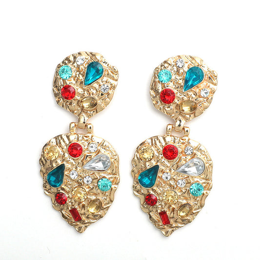 Boucles d'oreilles baroques en strass de style cour vintage