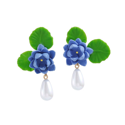 Elegant High-end Design Sense Niche Water Lily Earrings For Women