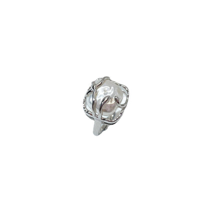 Adjustable Irregular Faux Baroque Pearl Ring