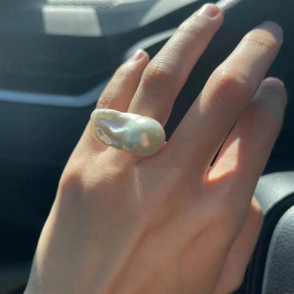 Natural Freshwater Baroque Irregular Pearl Ring