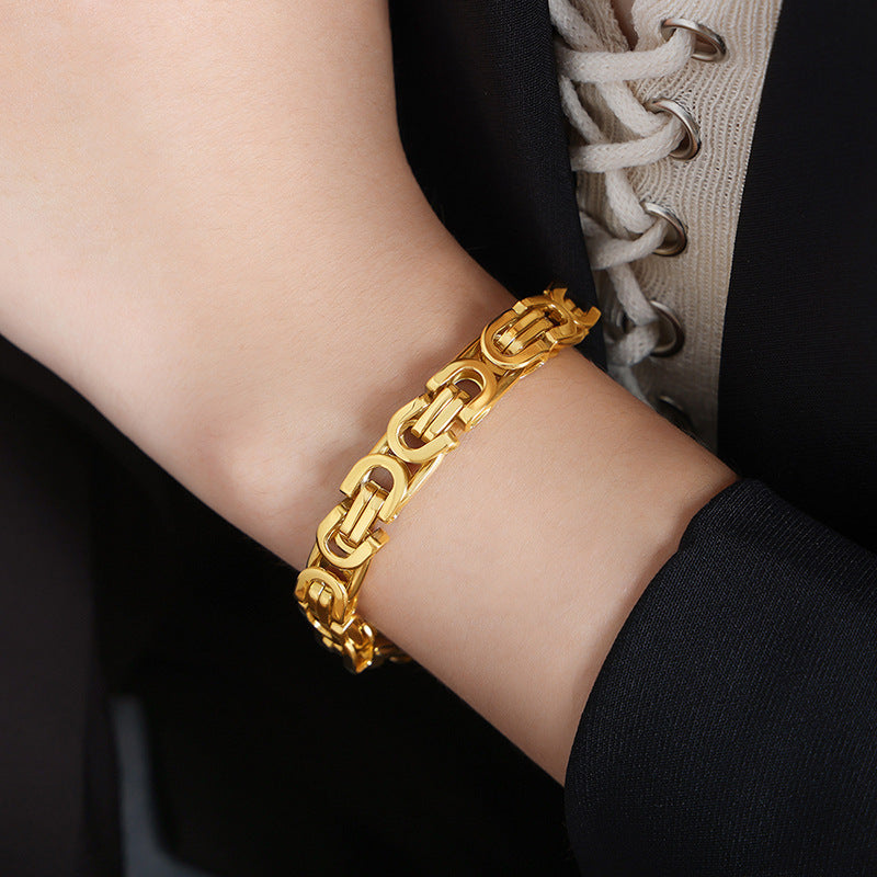 Vintage Titanium Steel Gold plated Bracelet