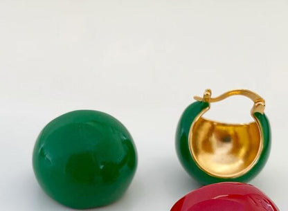 Women's French Retro Colorful Oil Necklace Ball Earrings