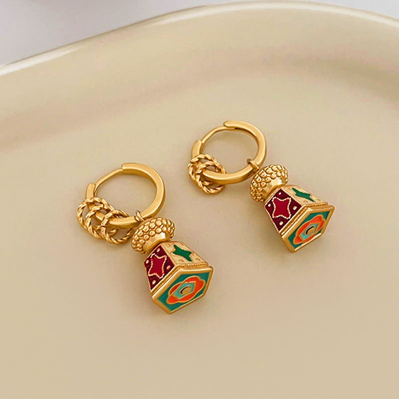 Boucles d'oreilles rétro en émail